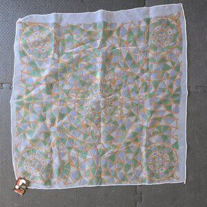 Vintage NOS Psychedelic scarf 60s 70s 26" x 25" rolled hem NWT mandala geometric